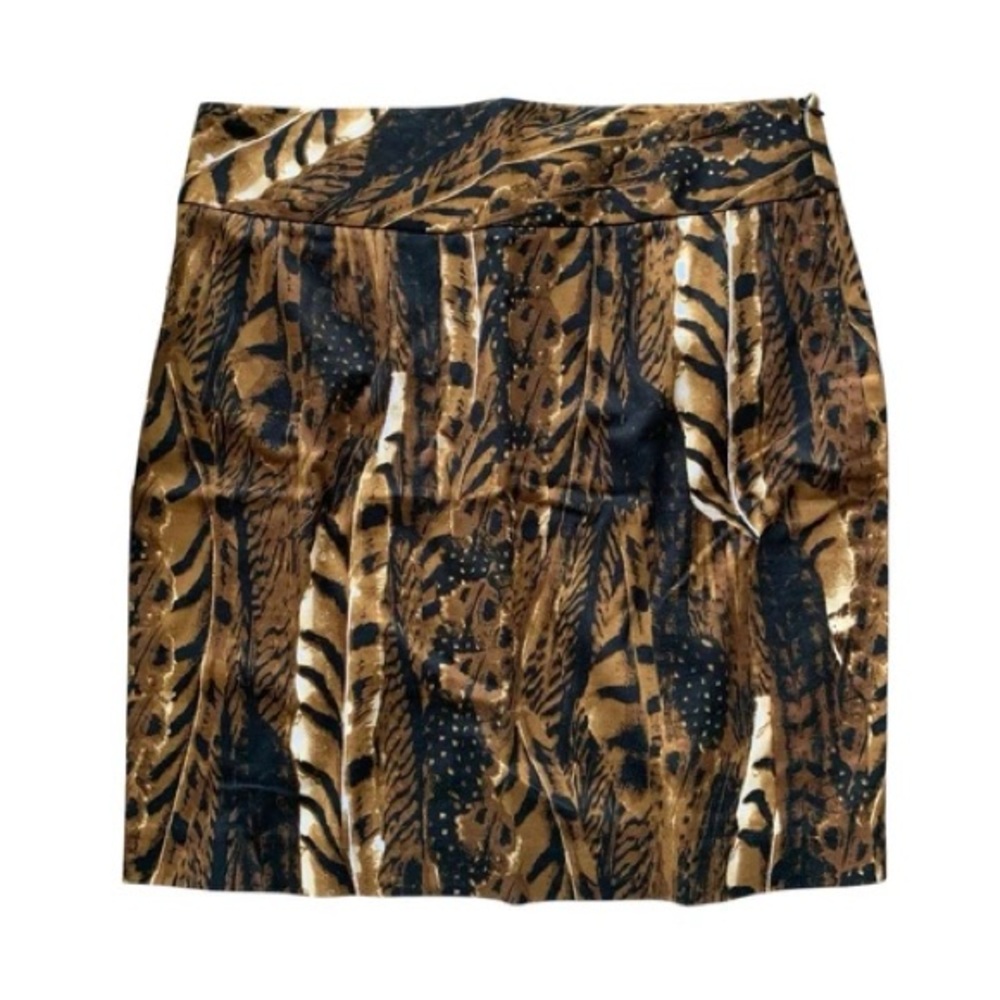 Grace Animal Print Leopard Tiger Cotton Pencil Mini Skirt Brown Black Size 8
